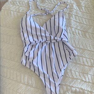 NWOT CUPSHE Pinstripe wrap one piece